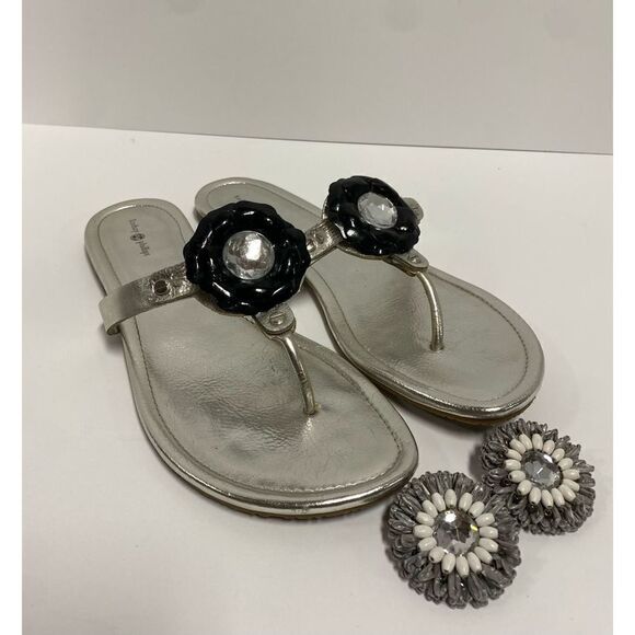 Lindsay Phillips Silver Rosie Switch Flops Flip Flops Size 10 - Picture 8 of 8